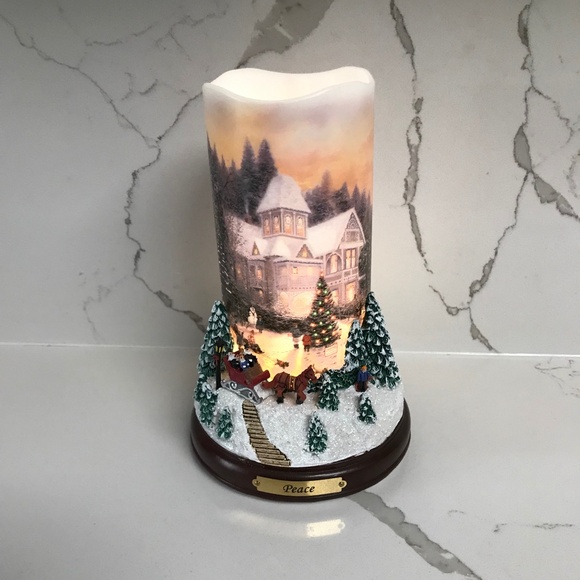 Bradford Exchange Thomas Kinkade Flameless Snowflake Projector Lights  ‘Peace’ - Picture 1 of 9